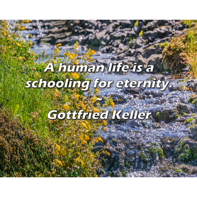 Citation de Gottfried Keller: Une vie humaine est une école pour l'éternité., H 15 po x l 18 po