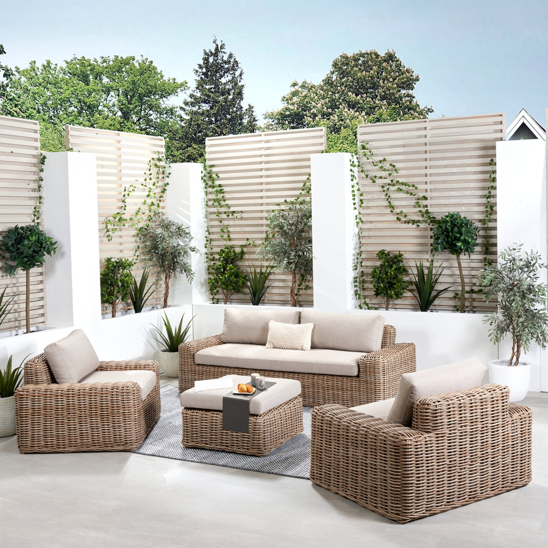 4-Sitzer Lounge-Set Como aus Polyrattan mit Polster