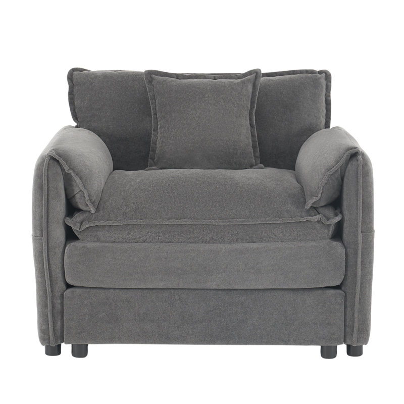 Oversized 41.73" Sofa Chair, Modern Upholstered Armchair with 1 Toss Pillow, Modular Sectional Sofa for Living Room, Deep Seat Reading Sofa
