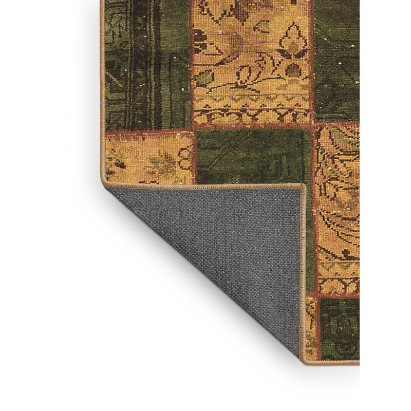Tapis écossais tissé à la machine en brun / vert, Rectangle 5 pi x 7 pi