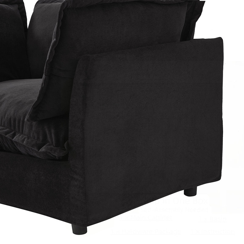 Chaise rembourrée en chenille douce avec repose-pieds mobile pour un confort personnalisé et une utilisation polyvalente