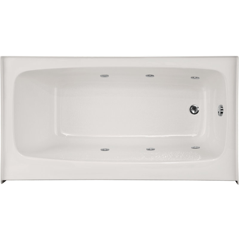 Regan 72'' L Whirlpool Bathtub, White, 91 cm H x 61 cm W