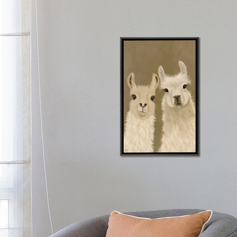 «Llama Duo, Look at You» par Fab Funky - impression d'art graphique, H 26 po x l 18 po x P 1,5 po, Aucun mat