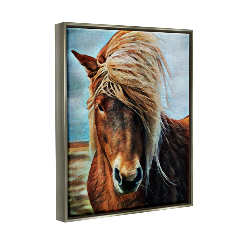 Art mural sur toile flottant Winde Winde Mane par Ashley Aldridge, H 31 po x l 25 po x P 1,7 po, Cadre flottant gris lustré
