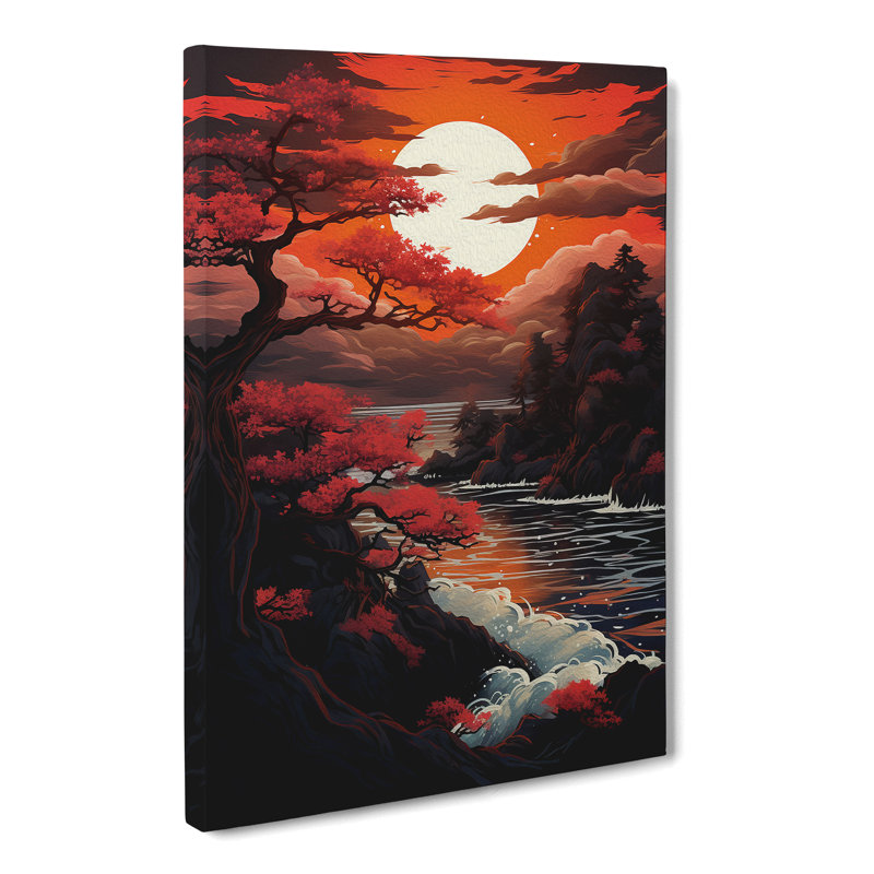 Japanese Sunset Symbolism - Print, 60cm H x 40cm W x 3cm D