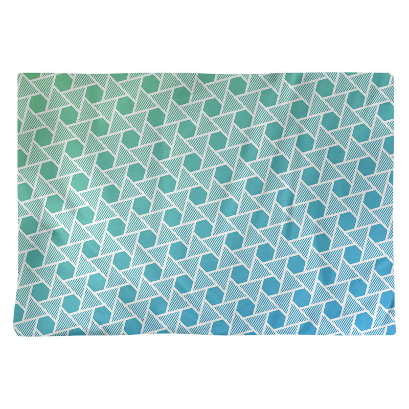 Récapitulatif de coton de 18 po hexagonals triangles, Vert / Bleu, Sergé de polyester