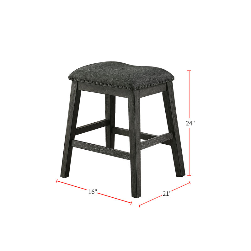 Tabouret de comptoir rembourré en tissu de lin, gris foncé (ensemble de 2)