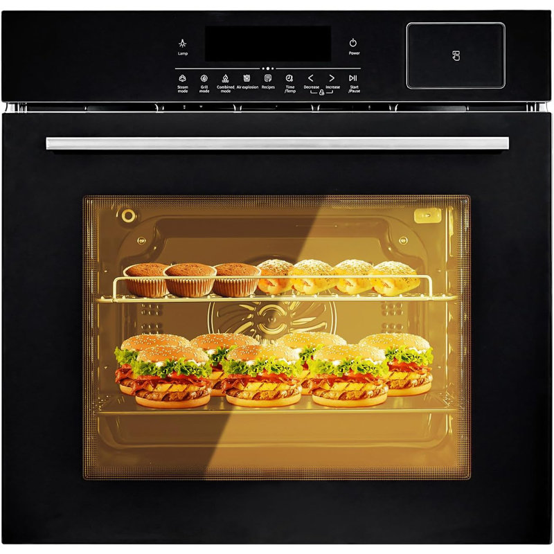 24" Electric Wall Oven, 2.5 cu.ft Convection Single Oven with Air Fry, 8 Cooking Modes, Touch Control, 3000W Built-in Kitchen Oven