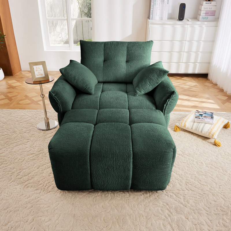 Canapé ergonomique à une place avec repose-pieds, Vert
