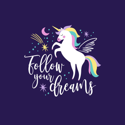 Galaxy Unicorns - Wrapped Canvas Textual Art