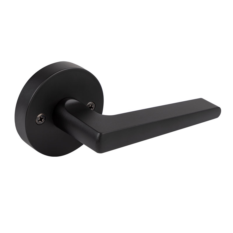Levier de porte de passage Livia avec rosette ronde, Noir mat