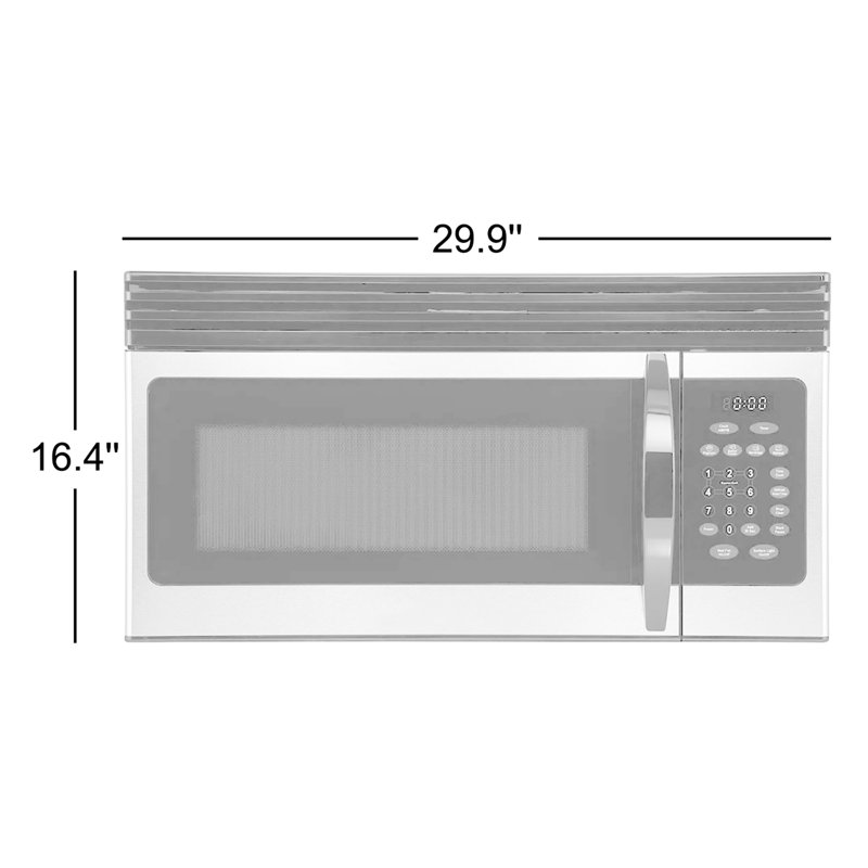 Decker 29.9" 1.6 cu ft. 1000 - Watt over-the-Range Microwave, Stainless