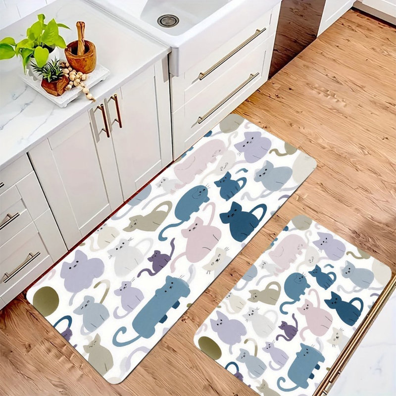 Ensemble de 2 tapis de cuisine pastel