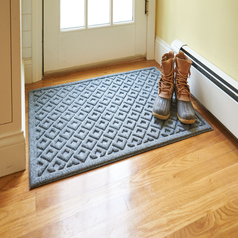 Faine Non-Slip Geometric Doormat, Slate