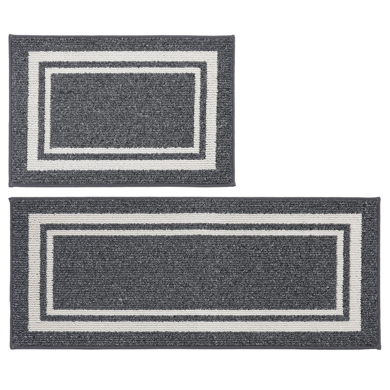 Modern & Contemporary Non-Skid Kitchen Mat, Dark Grey, Rectangle 609.6cm x 914.4cm + 50.8cm x 121.9cm