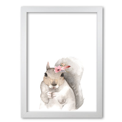 Forest Friends, Floral Cute Squirrel 1 Piece Single Picture Frame Painting