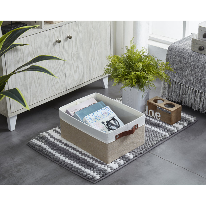 Ensemble de bacs de rangement en tissu, Beige / Blanc