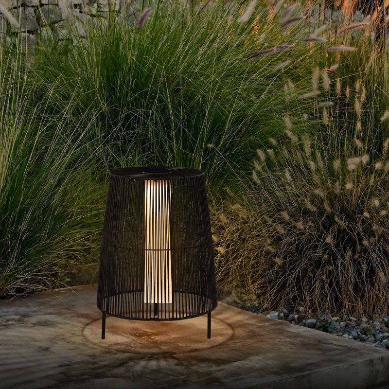 Freida Solar Powered Patio Floor Lamp, Black