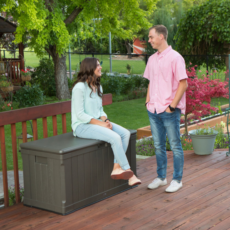 Lifetime 127.9cm W 439.11L Water Resistant Polyethylene Plastic Lockable Deck Box in Brown