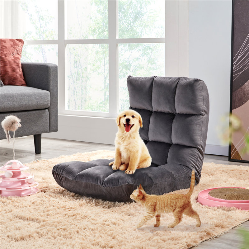 Yaheetech Reclining Ergonomic Floor Game Chair, Grey