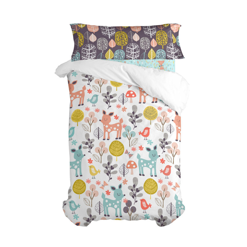 Dehn Cotton No Pattern Duvet Cover Set with Pillowcases, 155 x 220 cm - 1 Pillowcase (45 x 110 cm)