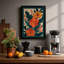 Orange Blooms & Teal Art Deco - Framed Print-369331957-369331959