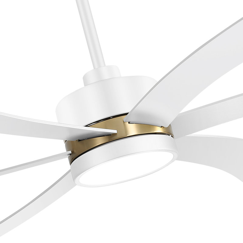 Ventilateur de plafond à moteur à courant continu 65 "Makayia avec lumières DEL et télécommande (6 pales), White