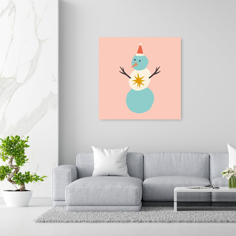 «Happychristmasno23», impression d'art mural minimaliste fantaisiste, paysage d'hiver, 48" H x 48" W