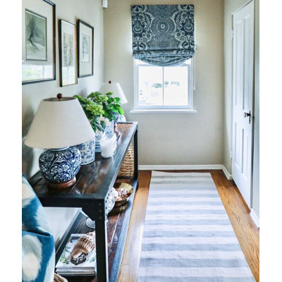 Catamaran Stripe Light Blue/Ivory Handwoven Indoor/Outdoor Rug