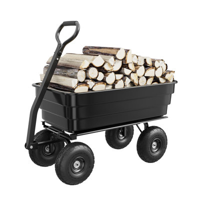 1200 LB Poly Dump Cart, Heavy Duty Yard Wagon with No-Flat Tires & Rotating Handle, Rust-Proof for Garden, Landscaping
