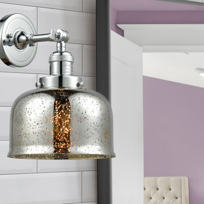 Bell - 1 Light 8" Sconce, Silver Mercury, 6 Watt Vinage LED Bulb, Polished Chrome