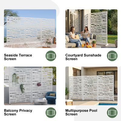 72" x 47" Freestanding Metal Privacy Screen Fence Panels Garden Trellis Outdoor Divider for Patio, Balcony, Backyard, Pool, Indoor Room