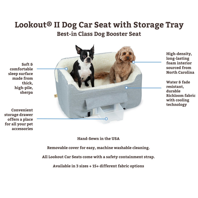 Birch Diamond Beige Soft Sided Dog Car Seat with Storage