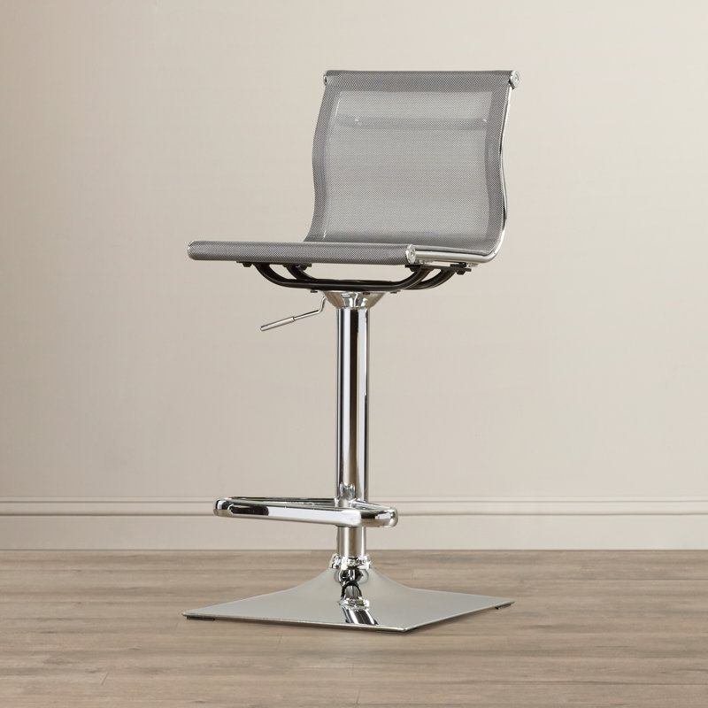 Rhett Swivel Upholstered Adjustable Height Counter Stool, Silver