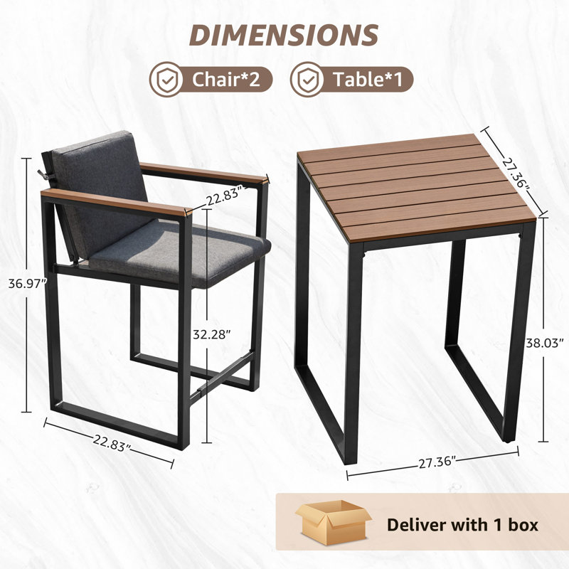 Ensemble de chaises de patio pour l'extérieur pour la salle à manger avec coussin haut résistant à l'eau