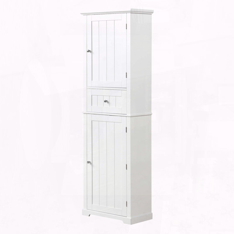 Grande armoire de rangement autoportante avec tiroir et tablette réglable, White