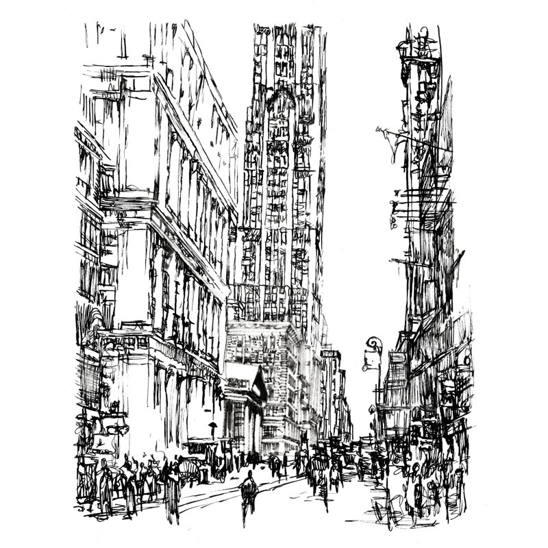 Downtown' Framed Print on Canvas