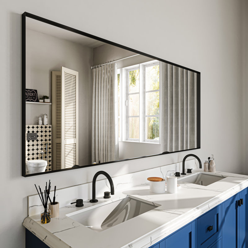 Miroir de salle de bain mural, Noir, noir, noir, noir, 72 po x 32 po
