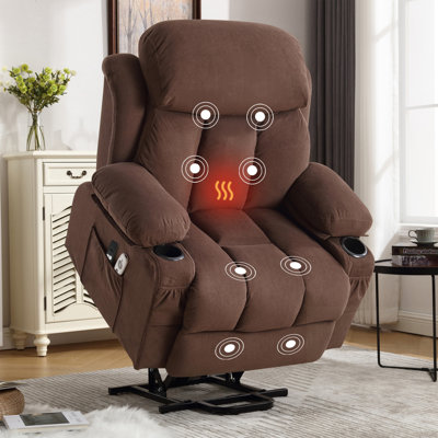 Fauteuil inclinable Power Lift avec chauffage, massage, port USB et poches latérales pour le confort et la commodité des personnes âgées dans les salons