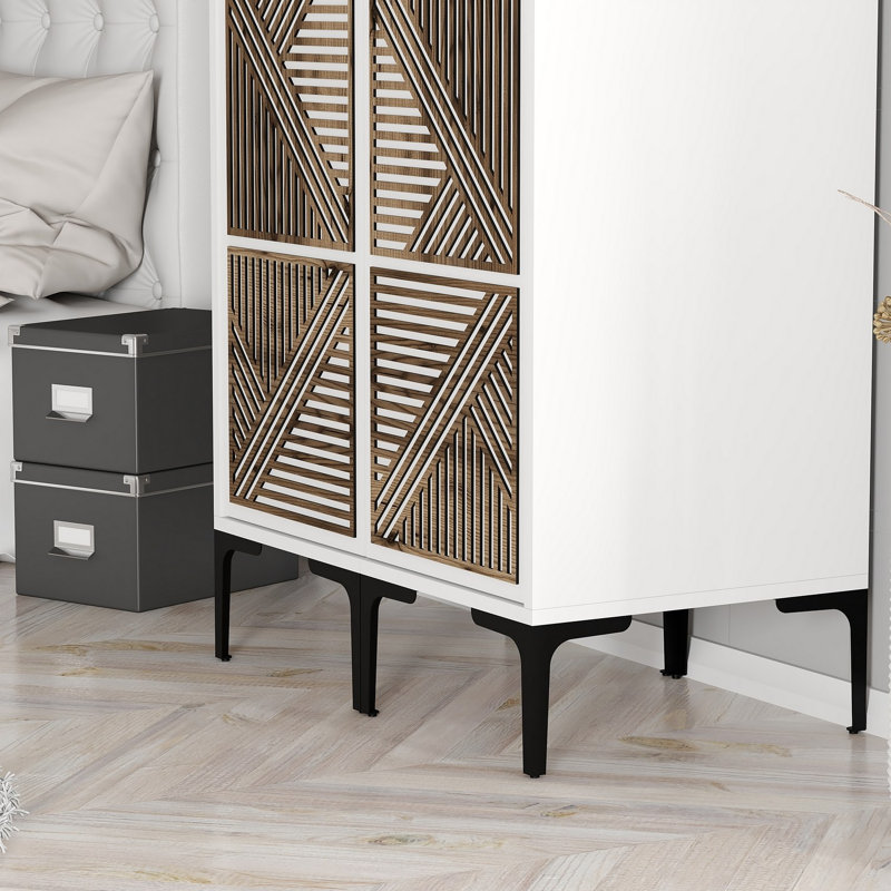 Armoire de style rustique Ayreanna, 31,5 po x 79,2 po x 18,7 po | 100% panneau de particules enduit de mélamine, épaisseur: 0,7 pouce | Solution de rangement élégante pour la chambre à coucher et les espaces de vie, élégance géométrique et durabi