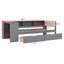 Lit plateforme en bois avec tablettes de rangement, tiroirs, station de charge et tête de lit tapissier-689088478-689088477