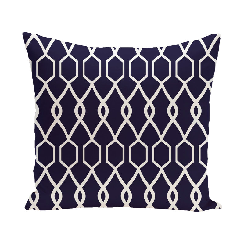Housse de coussin carrée extérieure/insert Montross, H 16 po x l 16 po, Bleu marine printanier