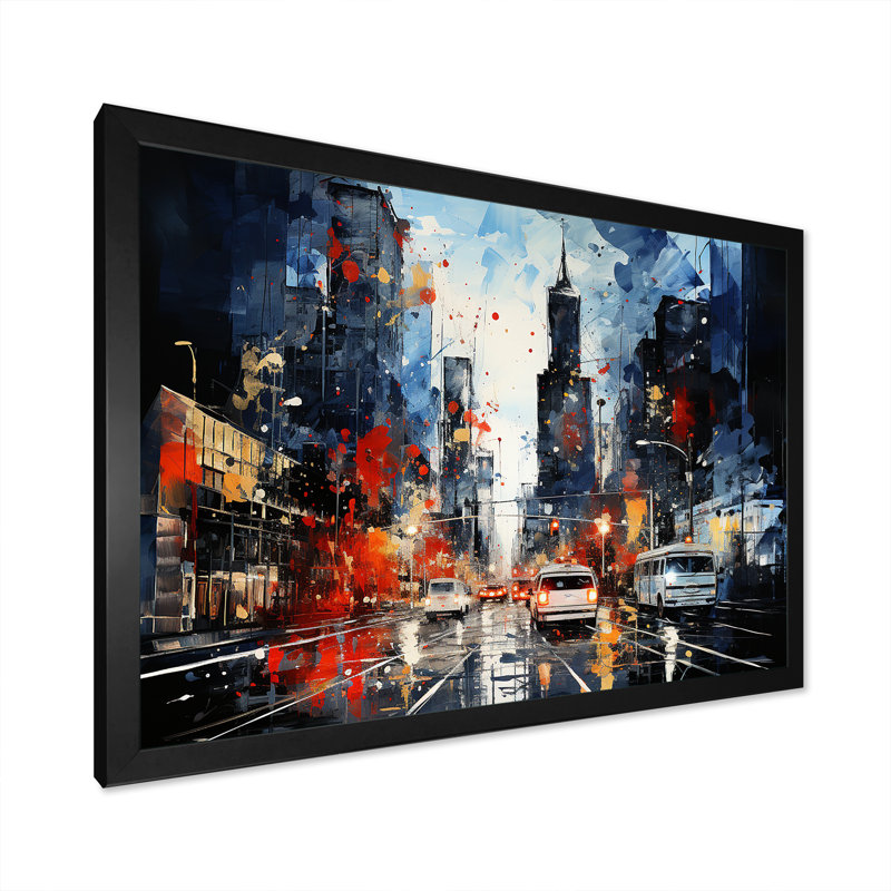 «Blue Rues of Harlem I» - art mural Harlem Renaissance, Cadre d'angle fermé noir, H 12 po x l 20 po x P 1 po