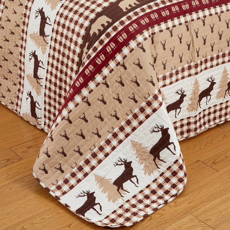 Rustic Red and Taupe Microfiber Reversible Full Quilt Set