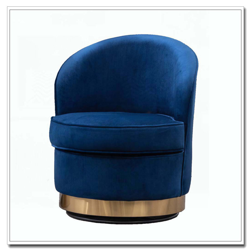 Velvet Swivel Chair, Blue