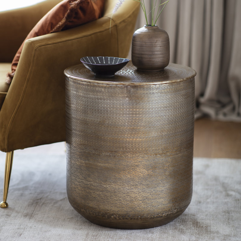 Delphine Embossed Metal Side Table