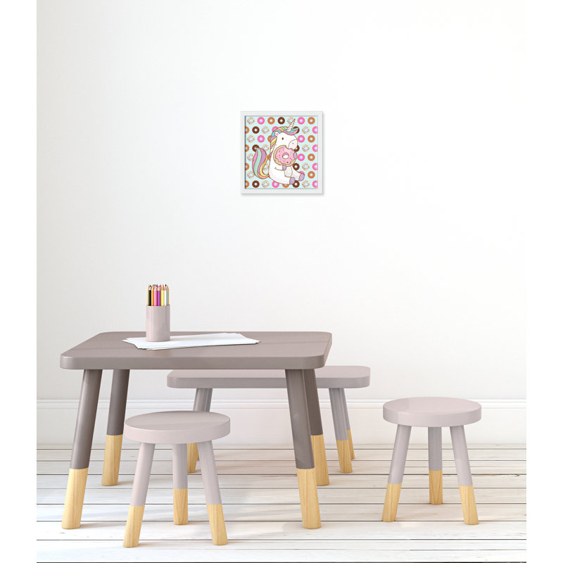 Adhésif décoratif beigne licorne, H 12 po x l 12 po x P 1,18 po, Encadré de boîte blanc