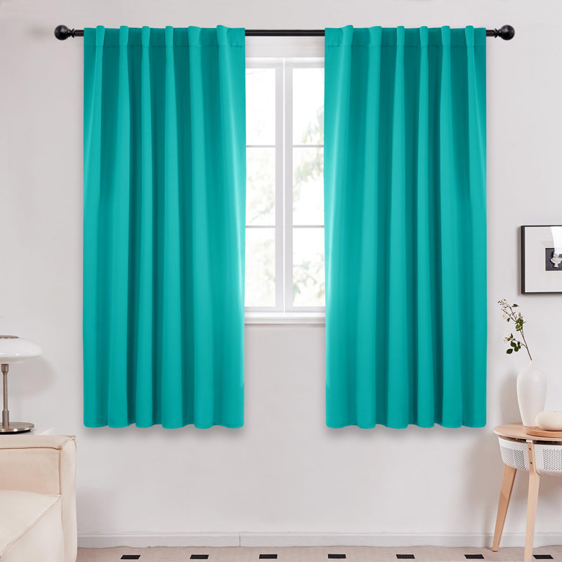 Darlington Room Darkening Curtain Pair, 52" W x 63" L, Turquoise