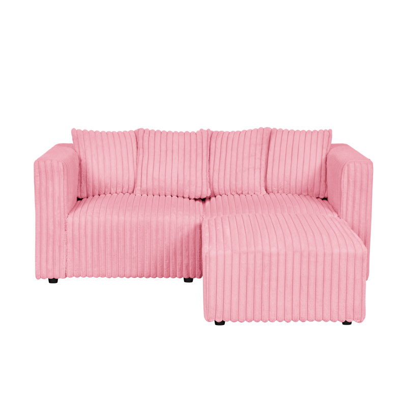 Canapé modulaire Drumnadrochit, Fausse fourrure rose