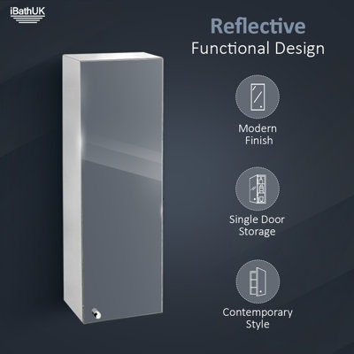 iBathUK Revo Wall Mounted Stainless Steel Bathroom Mirror Cabinet with Storage Unit and Adjustable Glass Shelf